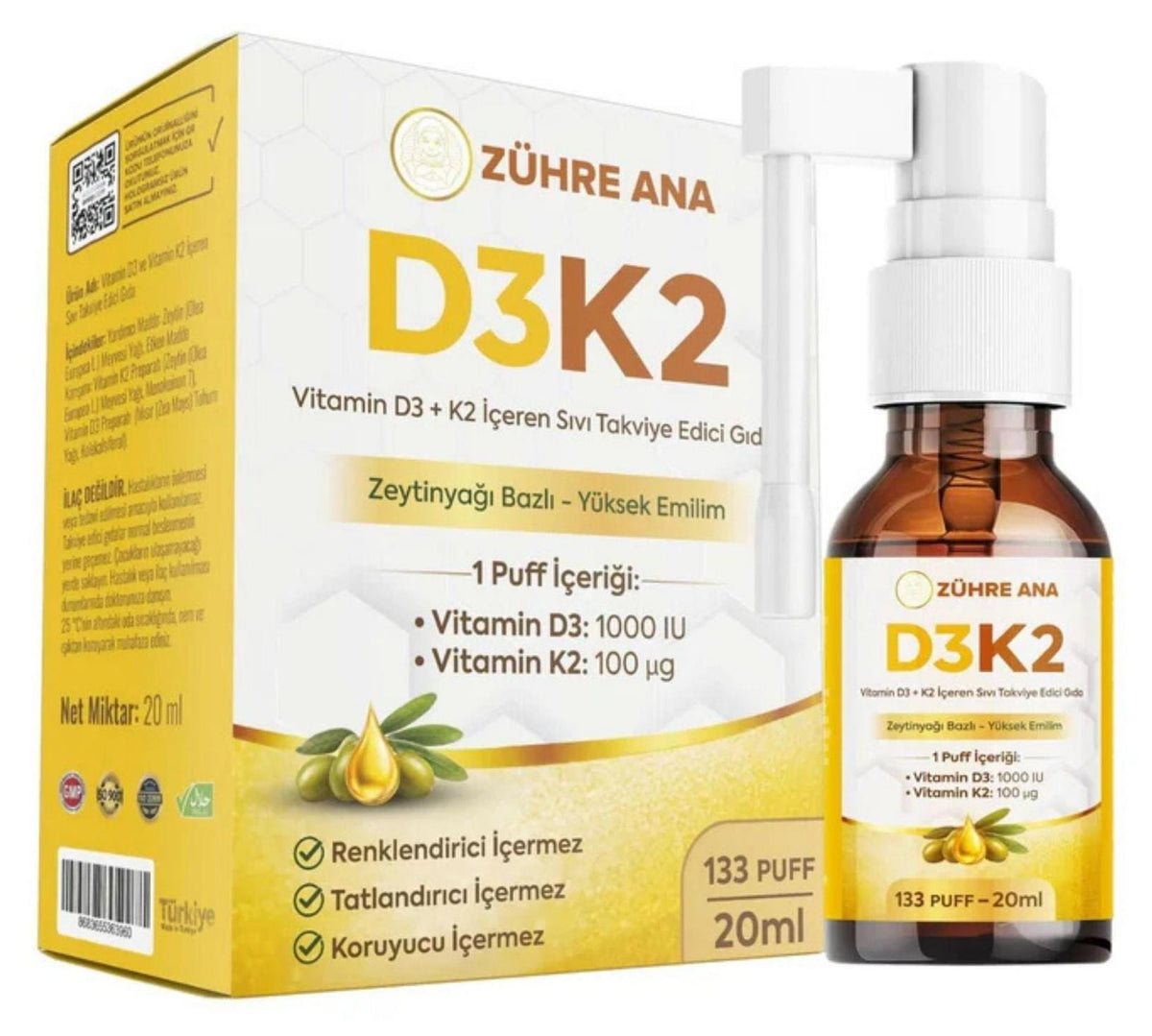 Zühre Ana | Vitamin D3 + K2 Spray 20 ml